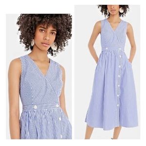 J.Crew Blue Striped Midi-Dress